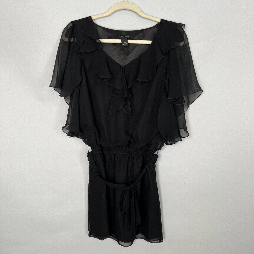 White House Black Market Black Shift Dress with braided belt Size XS